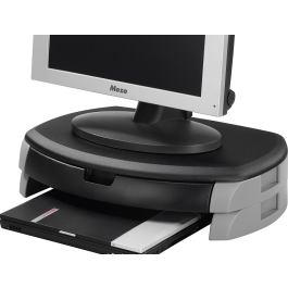 Q-connect Soporte para Monitor con Cajón para LCD hasta 20" y CRT, Compartimentos, Espacio para Teclado