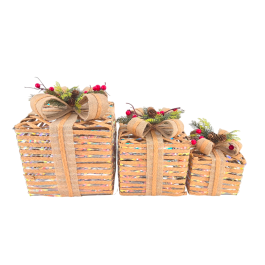 DKD Home Decor Juego de 3 Adornos Decorativos LED de Ratan Alpina para Navidad Natural Multicolor 27x31x27 cm (2 Unidades) Precio: 97.79000022. SKU: B1ELTRGKDM