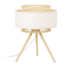 DKD Home Decor Lámpara de Sobremesa Urban de Bambú Marrón Claro y Blanco, Hecha a Mano, Desmontable, E27 50W, 36x48x36 cm Precio: 66.89999976. SKU: S3040122