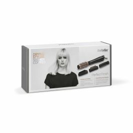 Babyliss Perfect finish - Cepillo de aire iónico 1000W, 2 temperaturas, botón de aire frío, neutraliza electricidad estática, cepillo térmico de 38mm y puas suaves de 20mm