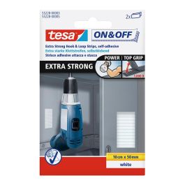 Tesa Tiras de cierre extrafuerte 10cm x 50mm, 2 pares, blanco, 55228