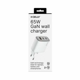 Cargador de Pared Celly UPTC1USB2USBC65 Blanco