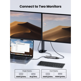 UGREEN 45520 Hub USB-C 11-en-1 a 3x USB-C/2x USB-A/HDMI/VGA/RJ45/SD/TF/3.5mm Gris