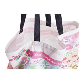 DKD Home Decor Bolsa Urban World&flowers 15 x 66 x 43 cm Azul Blanco (12 Unidades) Impermeable Nylon Poliester