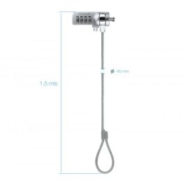 TOOQ CABLE DE SEGURIDAD T-LOCK CON COMBINACION PARA PORTATILES - BLOQUEO DE 4 DIGITOS - ACERO 4.5MM - LONGITUD 1.50M