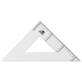 Liderpapel Escuadra 25 cm Plástico Cristal Transparente Biselada Graduada Escala Milímetros