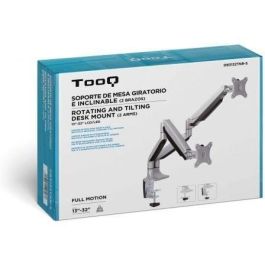TooQ DB3132TNR-S Soporte de Mesa para 2 Monitores 13-32" VESA 75x75 100x100 Brazo Articulado Pistón Gas Plata