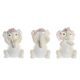 Figura Decorativa DKD Home Decor Elefante Rosa Blanco Resina (6 x 6,5 x 10 cm) (3 Unidades) Precio: 16.50000044. SKU: B1DQZQVJQR