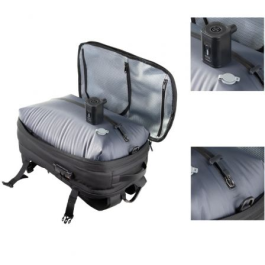 TooQ Mochila de Viaje con Compresión al Vacío TQBP-V101-BK, Capacidad 30-55L, Incluye Bomba de Aire, Negra