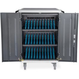 Digitus Armario de Carga Móvil para 30 Notebooks/Tablets hasta 15.6", Sincronización de Datos, UV-C, USB-A, Carro de Gestión y Carga, Negro