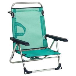 Silla cama playa aluminio multiposición con asa y pata trasera plegable color verde 79,5x59,5x56 cm Precio: 29.88999959. SKU: S2415377