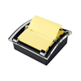 Q-connect Dispensador Bloc Notas Adhesivas Quita y Pon Zigzag KF02161 Negro con 1 Bloc 76x76 mm