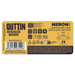 Inde Cacerola Acero Inoxidable Antiadherente "New Neron" 20 cm (4L) con Tapa