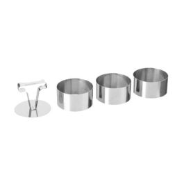 Five Simply Smart Set 3 Moldes para Emplatar de Acero Inoxidable, Redondos Ø8x4cm y Cuadrados 8x8x4cm - Surtido