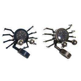 DKD Home Decor Reloj Sobremesa Vintage Azul Plateado 22 x 14 x 23 cm (2 Unidades)