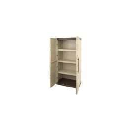 Tood Armario alto de resina con 3 estantes 70x39x165 cm, carga 20 kg por estante, color gris pardo/crudo