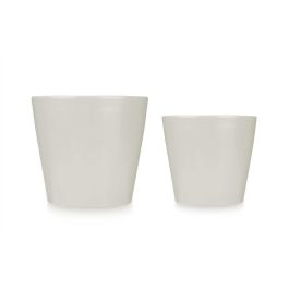 Ibergarden Set de 2 Macetas de Cerámica Cónica Gris 22 cm y 28 cm Ibergarden Set de 2 Macetas de Cerámica Cónica Gris 22 cm y 28 cm