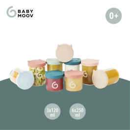 Babymoov BAB3661276175518 Macetas de Conservación de Vidrio de Borosilicato Graduado - 6x250ml + 3x120ml