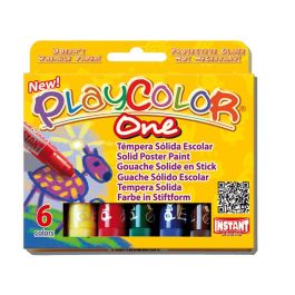 Tempera Solida En Barra Playcolor Escolar Caja De 6 Colores Surtidos