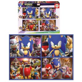 Educa Puzzle Multi 4 50-80-100-150 Sonic Neon 19631 Educa Brilla en la Oscuridad