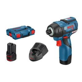 Bosch Professional 06019E0005 Atornillador de Impacto GDR 12V-110 con 2 Baterías 3.0 Ah y L-BOXX