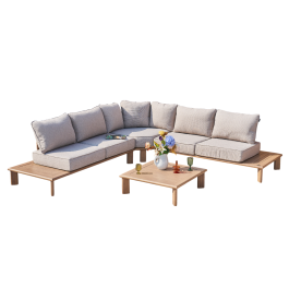 DKD Home Decor Sofa Terraza Y Jardin Esquinero Marron Aluminio Olefina Set de 4 Piezas 290 x 68 x 290 cm Precio: 2086.49999965. SKU: B13LPF622T