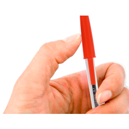 Q-connect Bolígrafo Transparente kf26041 Tinta Roja a Base de Aceite, Punta Media 1mm