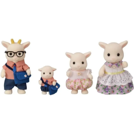 Sylvanian Families Familia de las Cabras con 4 Personajes Articulados y Vestidos, Ropa Intercambiable