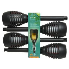Lumineo Estaca solar efecto llama Ø7,5x27cm, 4 unidades, 12 LEDs, batería Ni-MH AAA incluida, 6 horas de funcionamiento