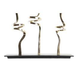 DKD Home Decor Portavela de Cristal y Aluminio Gris Dorado para 3 velas 47 x 37 x 16 cm Colección Leith