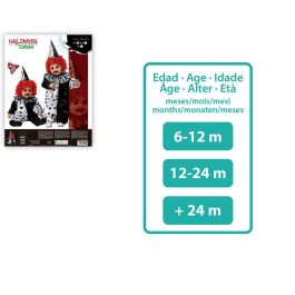 Disfraz Payaso Bebé Gris con Mono y Bonete Puntiagudo para Halloween. Talla 6-12 Meses. Unisex.