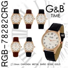 G&B TIME Reloj Hombre Clásico Piel NºS Color Marrón/Negro con Correa Acero Oro Rosa Precio: 7.4536. SKU: B1JXVXGEBV