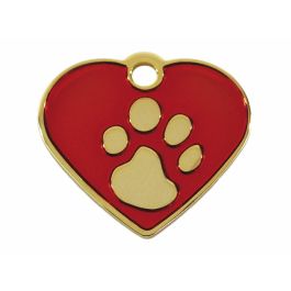Placa identificativa para collar Imarc Heart Rojo Dorado