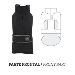 Nayeco Impermeable para Perro Dancing Rain Cerrado Negro 25 cm para Lluvia con Cierre de Velcro, Protección Inferior y Bandas Reflectantes