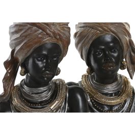 DKD Home Decor Figura Colonial Beige Negro Resina Africana 17 x 40 x 26 cm (2 Unidades)