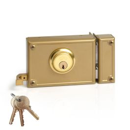 Jis Cerradura de sobreponer golpe y llave 120mm derecha dorado 12-12d