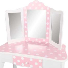 Tocador belleza de madera con lunares blanco y rosa 63x29x100 cm Tocador belleza de madera con lunares blanco y rosa 63x29x100 cm