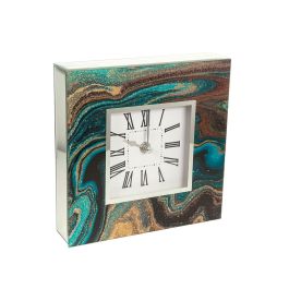 Reloj de Mesa Romimex Azul Dorado Vidrio 20 x 20 x 5 cm