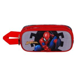 Marvel Spiderman Estuche Portatodo 3D Doble Symbol con Relieve, Gris, 8x22x10 cm, 1.50 L