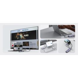 UGREEN UG60515 Base para Portátil y Replicador de Puertos USB-C, HDMI 4K 60Hz, USB 3.0, Ethernet Gigabit, Power Delivery 100W Gris