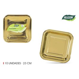 Set de 10 platos de cartón oro cuadrados 23 cm Algon (18 Unidades) Precio: 15.90000016. SKU: B1GGSV3AS6