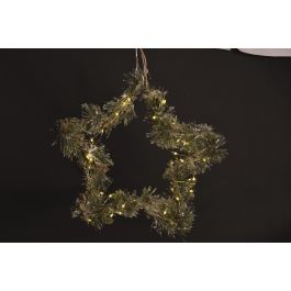 DKD Home Decor Decoración Colgante de Navidad para Puerta Alpina con LED Verde Marrón 5x42x60 cm (2 Unidades)