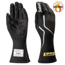 Sabelt SBRFTG21NR08 Guantes de Piloto Profesionales Challenge TG-2.1 FIA 8856-2018 Negro Talla 8 Palma de Ante, Dedos Precurvados