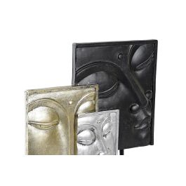 DKD Home Decor Figura Buda Oriental Negro Dorado Resina MDF 22.5 x 30.7 cm (2 Unidades)