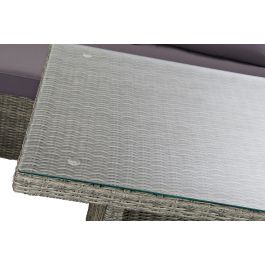 DKD Home Decor Sofá de Jardín y Terraza Gris 204x267x90 cm Set 4 Piezas Desmontable con Cojines Ratán Sintético