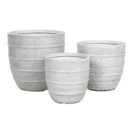 DKD Home Decor Macetero Terraza Y Jardin Gris Magnesia 44.5 x 43.5 x 44.5 cm Set de 3