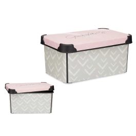 Caja de plástico Vibes Kipit 5L, 19x13.5x29.5 cm, estampado gris/rosa (12 Unidades) Precio: 44.5000006. SKU: S3611170