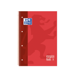Oxford Cuaderno Classic Europeanbook 1 Write&Erase Espiral A4+ 80H Rojo 5x5 mm Microperforado T-Extradura