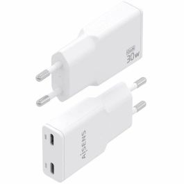 AISENS - CARGADOR GaN ULTRA DELGADO 30W, 2xUSB-C PD3.0 QC4.0, BLANCO
