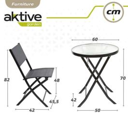 Conjunto de mesa de terraza plegable (60x71 cm) + 2 sillas de textileno (46x82 cm) aktive Conjunto de mesa de terraza plegable (60x71 cm) + 2 sillas de textileno (46x82 cm) aktive